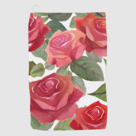 Red Roses | Elegant Floral Rose Watercolor ゴルフタオル