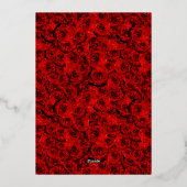 Red Roses Elegant Silver Floral Quinceanera   箔招待状 (裏面)