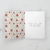 Red Roses Faux Wood Floral Anniversary カード (内部)