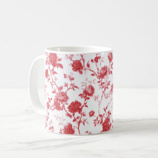 Red Roses Floral コーヒーマグカップ (正面左)