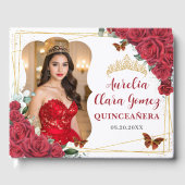 Red Roses Floral Butterflies QUINCEAÑERA 16 写真 ゲストブック (正面)