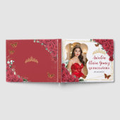Red Roses Floral Butterflies QUINCEAÑERA 16 写真 ゲストブック (全面)