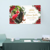 Red Roses Floral Butterflies Quinceanera Photo 15 横断幕 (トレードショー)