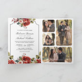 Red Roses Floral Frame Photo QR Code Wedding 招待状 (内部)