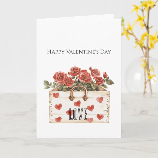 Red Roses Floral Hearts Valentine's Day カード (黄色い花)