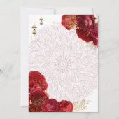 Red Roses Floral Ik Onkar Indian Wedding 招待状 (裏面)