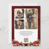 Red Roses Floral Photo QR Code Wedding セーブザデート (裏面)