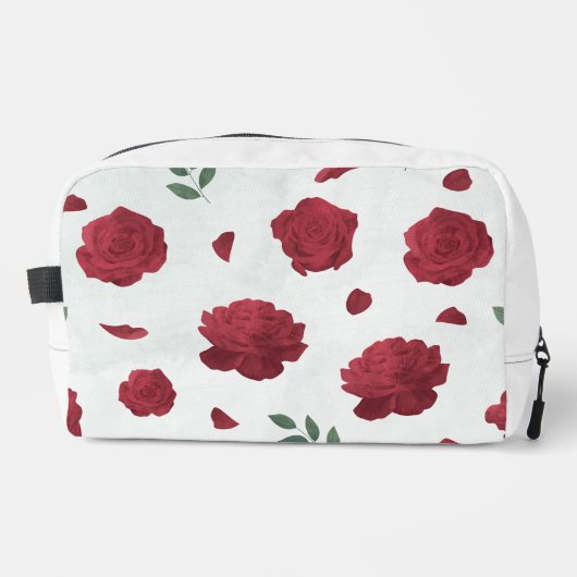 Red Roses Floral Print Cut Sew Bag ドップキット (正面)