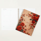 Red Roses Floral Spiral-bound Botanical Print プランナー手帳 (ディスプレー)