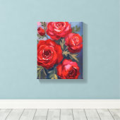 Red Roses | Floral Watercolor Painting キャンバスプリント (インサイチュ (ウッドフロア))