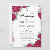 Red roses floral Wedding Invitation 招待状 (正面)