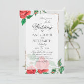 Red roses floral Wedding Invitation 招待状 (スタンド正面)