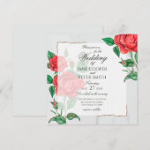 Red Roses floral Wedding Invitation 招待状 (正面/裏面)