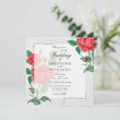 Red Roses floral Wedding Invitation 招待状 (スタンド正面)