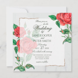 Red Roses floral Wedding Invitation 招待状