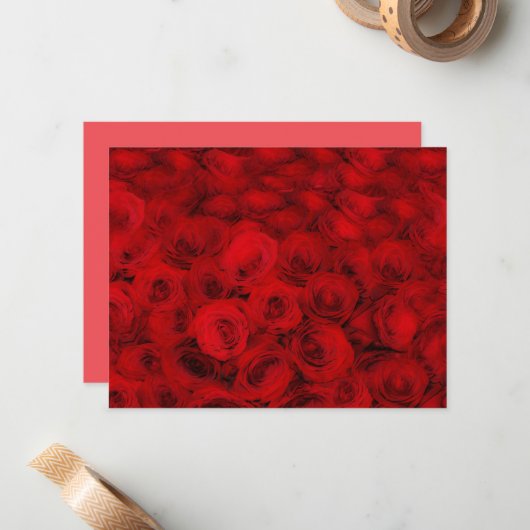 Red Roses Flower Art Bouquet Note Card Set ノートカード (正面/裏面インサイチュ)