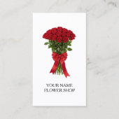 Red roses flower bouquet florist business cards 名刺 (正面)