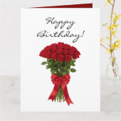 Red roses flower bouquet romantic Birthday card カード (黄色い花)
