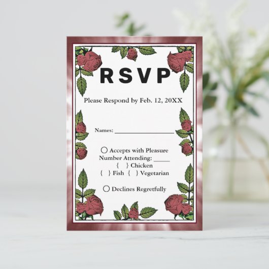 Red Roses FrameイメージRed Clouds 結婚 RSVP & Menu (スタンド正面)