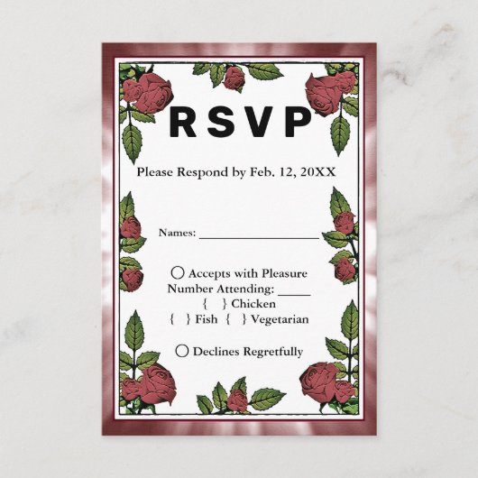 Red Roses FrameイメージRed Clouds 結婚 RSVP & Menu (正面)