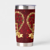 Red Roses Gold Glitter Love Story Tumbler 保温保冷タンブラー (左面)