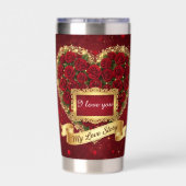 Red Roses Gold Glitter Love Story Tumbler 保温保冷タンブラー (背面)