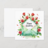 Red roses & Happy birthday. Greeting card シーズンカード (正面/裏面)