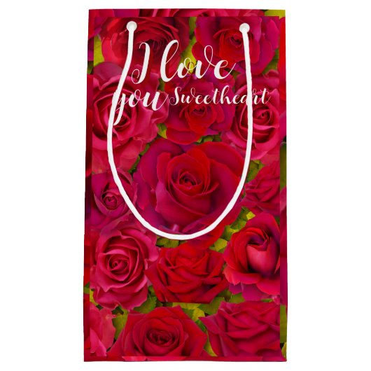 Red Roses I  Love you Name スモールペーパーバッグ (正面)