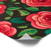 Red Roses in開花：緑豊かなフローラディスプレイ ポスター (角)