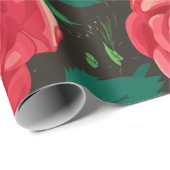 Red Roses in開花：緑豊かなフローラディスプレイ ラッピングペーパー (ロールコーナー)