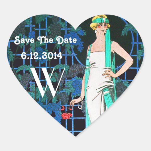 RED ROSES IN THE NIGHT日付救ハートモノグラム ハートシール (正面)