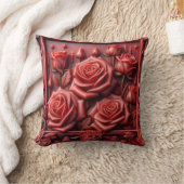 "Red roses in Wax design" クッション (ブランケット)