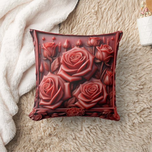 "Red roses in Wax design" クッション (ブランケット)