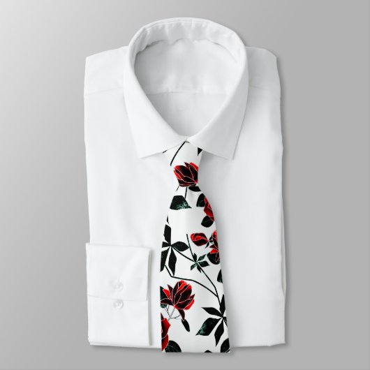 Red roses . neck tie ネクタイ (タイ)