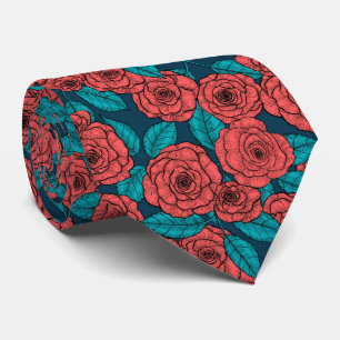 Red roses neck tie ネクタイ
