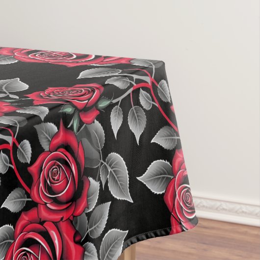 Red Roses On A Black Background テーブルクロス (インサイチュ)