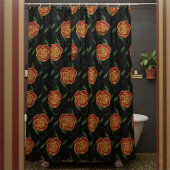 Red Roses On Black シャワーカーテン