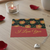 Red Roses On Black Love You Valentine Card