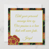 Red Roses On Black Love You Valentine Card (裏面)