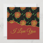 Red Roses On Black Love You Valentine Card (正面)