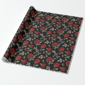 Red Roses on Black Toile De Jouy ラッピングペーパー (アンロールド)