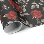 Red Roses on Black Toile De Jouy ラッピングペーパー (ロールコーナー)
