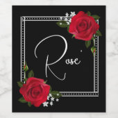 Red Roses on Black Wedding ワインラベル (シングルラベル)