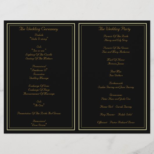 Red Roses on black wedding program (裏面)