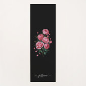 Red Roses on Black with script name ヨガマット (正面)