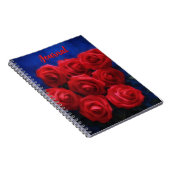 Red Roses on Blue Personal Flower Journal ノートブック (右側)