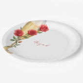 Red Roses on Champagne Personalized Name ペーパープレート (アングル)