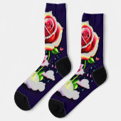 Red Roses on Cloud & Butterfly on Dark Blue ソックス (左)