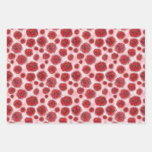 Red Roses on Pink Watercolor Pattern ラッピングペーパーシート (正面)