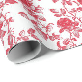 Red Roses on White Toile De Jouy ラッピングペーパー (ロールコーナー)